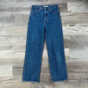 Levi’s Premium Ribcage Straight Ankle Jeans Blue Denim High Rise 26 Y2K